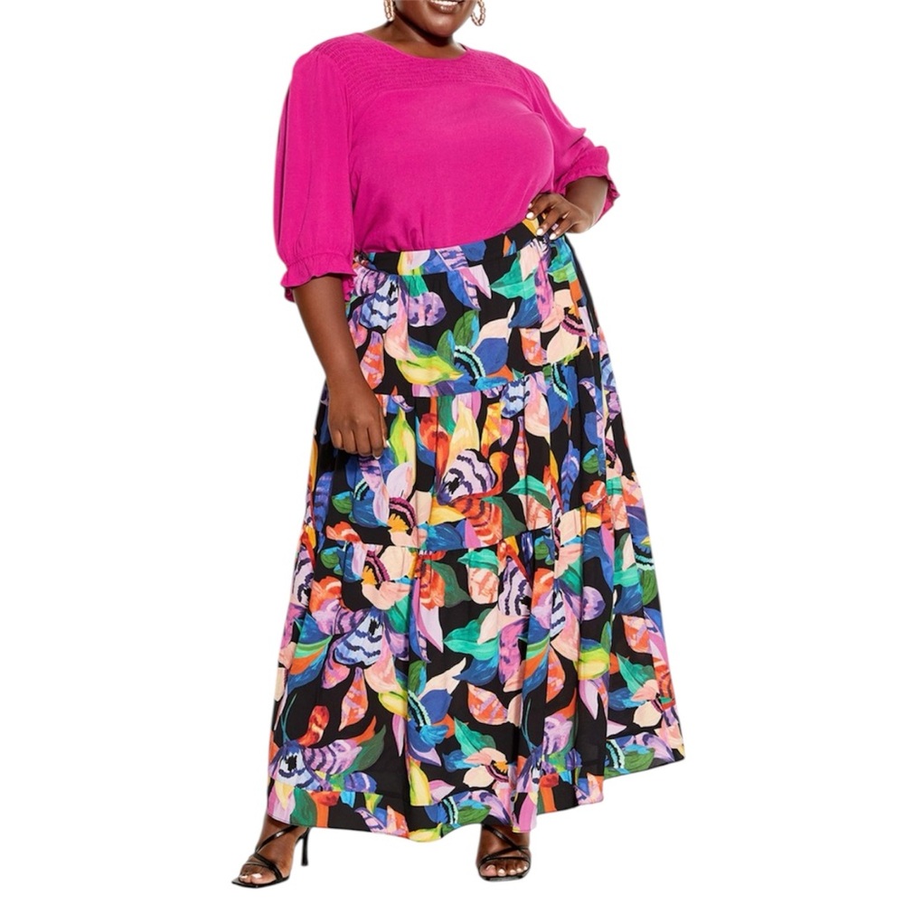 CITY CHIC | Revival Floral Multicolor Maxi Skirt Size 18 (M)